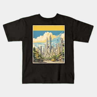 Sao Paulo Brazil Vintage Tourism Travel Poster Art Kids T-Shirt